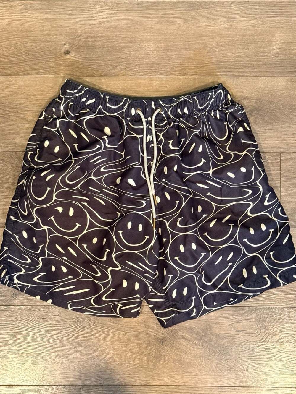 Negative Space Trippy Melted Smiley Face Swim Trunks Size M
